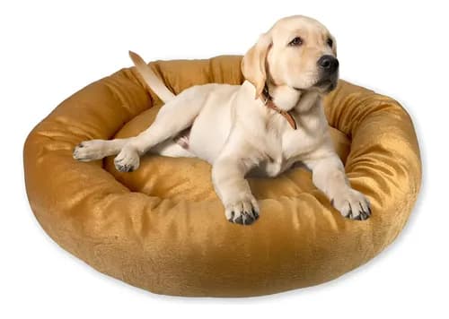 ️ Caminha Pet Redonda De Pelúcia Para Cachorros E Gatos G Cor Doce De Leite