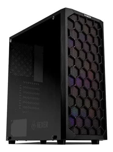 Gabinete Gamer Mancer Hexer, Rainbow, Mid-Tower, Lateral De Vidro, Com 3 Fans