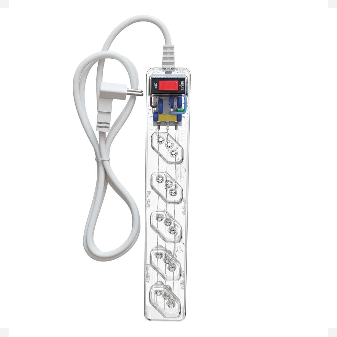 Filtro de Linha CLAMPER iCLAMPER Energia 5, 5 Tomadas, Proteção Contra Surtos Elétricos, 10A, Bivolt, Cabo 1m, Transparente